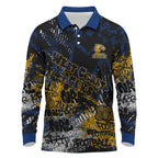 West Coast Eagles Long Sleeve Polo Shirt Urban Graffiti Street Art - Bold Abstract Spray Paint