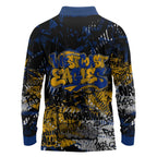 West Coast Eagles Long Sleeve Polo Shirt Urban Graffiti Street Art - Bold Abstract Spray Paint