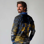 West Coast Eagles Long Sleeve Polo Shirt Urban Graffiti Street Art - Bold Abstract Spray Paint