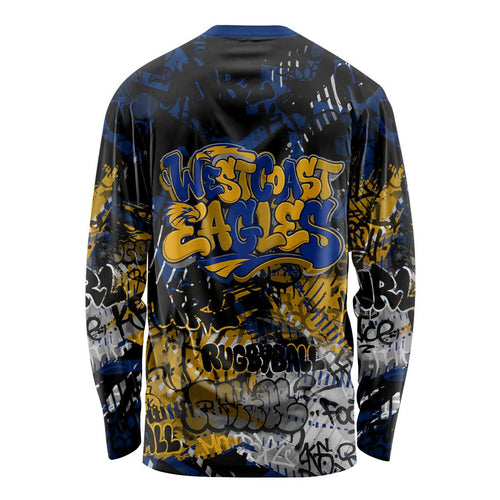 West Coast Eagles Long Sleeve Shirt Urban Graffiti Street Art - Bold Abstract Spray Paint