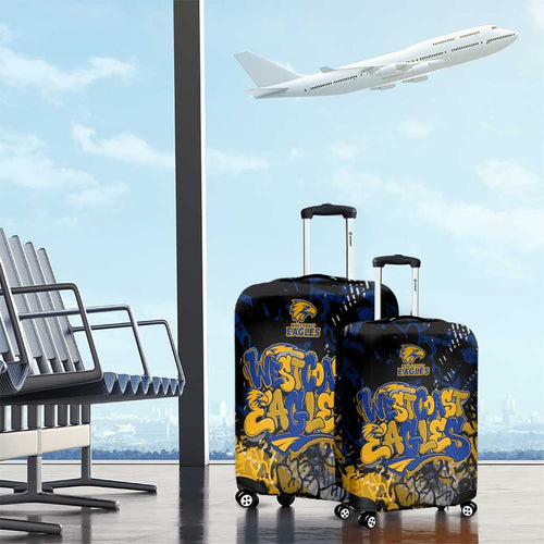 West Coast Eagles Luggage Cover Urban Graffiti Street Art - Bold Abstract Spray Paint