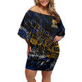 West Coast Eagles Off Shoulder Short Dress Urban Graffiti Street Art - Bold Abstract Spray Paint