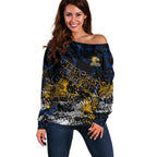 West Coast Eagles Off Shoulder Sweater Urban Graffiti Street Art - Bold Abstract Spray Paint
