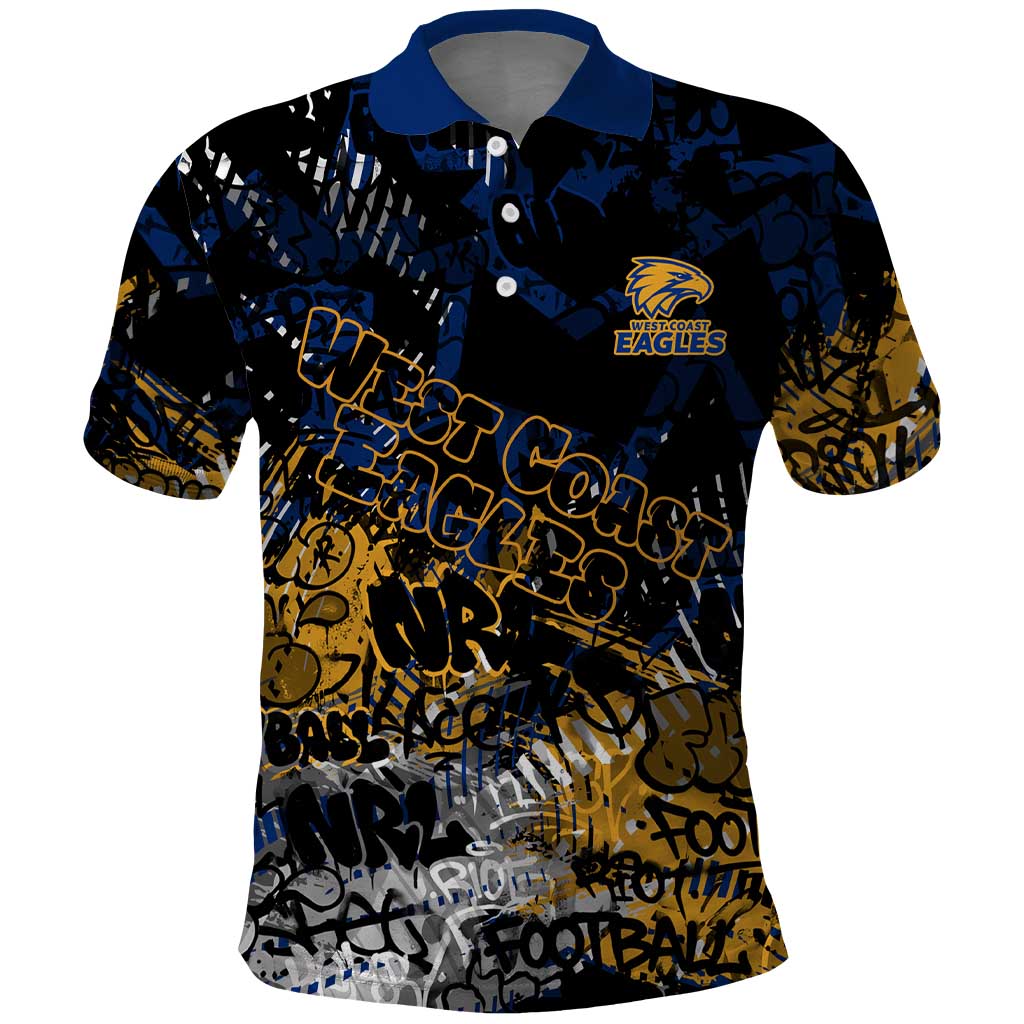 West Coast Eagles Polo Shirt Urban Graffiti Street Art - Bold Abstract Spray Paint