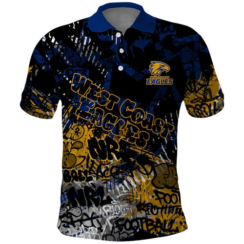 West Coast Eagles Polo Shirt Urban Graffiti Street Art - Bold Abstract Spray Paint