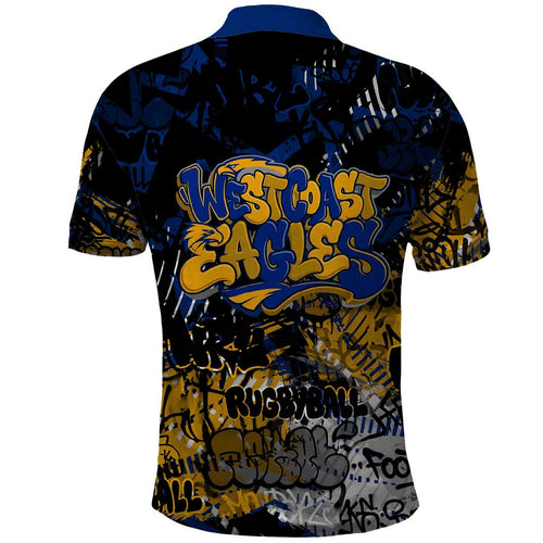 West Coast Eagles Polo Shirt Urban Graffiti Street Art - Bold Abstract Spray Paint