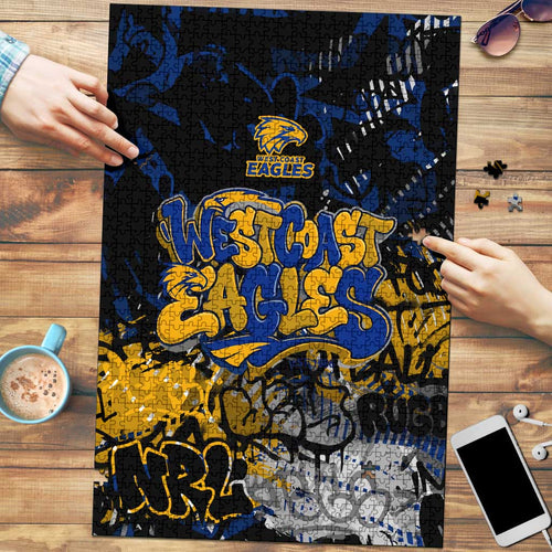West Coast Eagles Puzzle Urban Graffiti Street Art - Bold Abstract Spray Paint