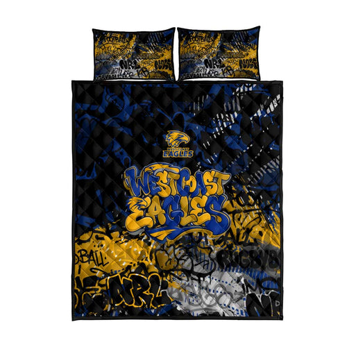 West Coast Eagles Quilt Bed Set Urban Graffiti Street Art - Bold Abstract Spray Paint
