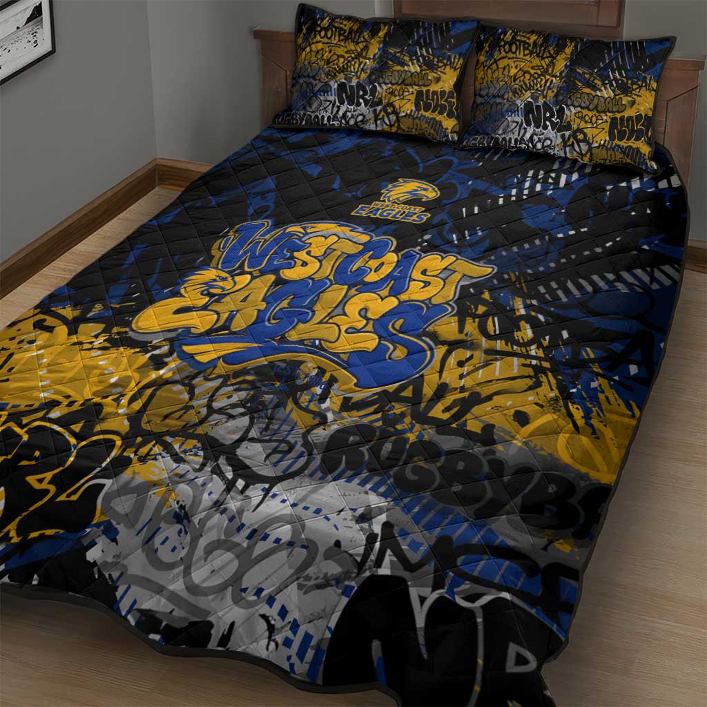 West Coast Eagles Quilt Bed Set Urban Graffiti Street Art - Bold Abstract Spray Paint