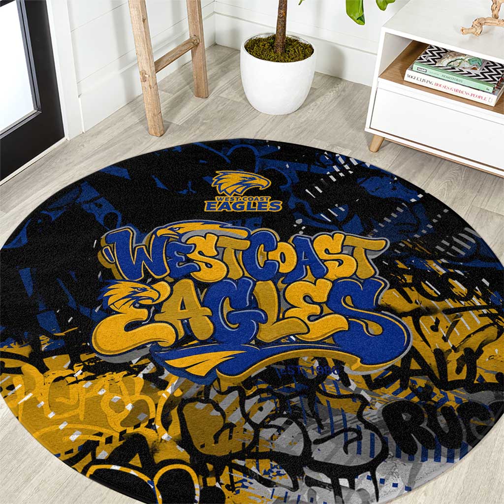 West Coast Eagles Round Carpet Urban Graffiti Street Art - Bold Abstract Spray Paint