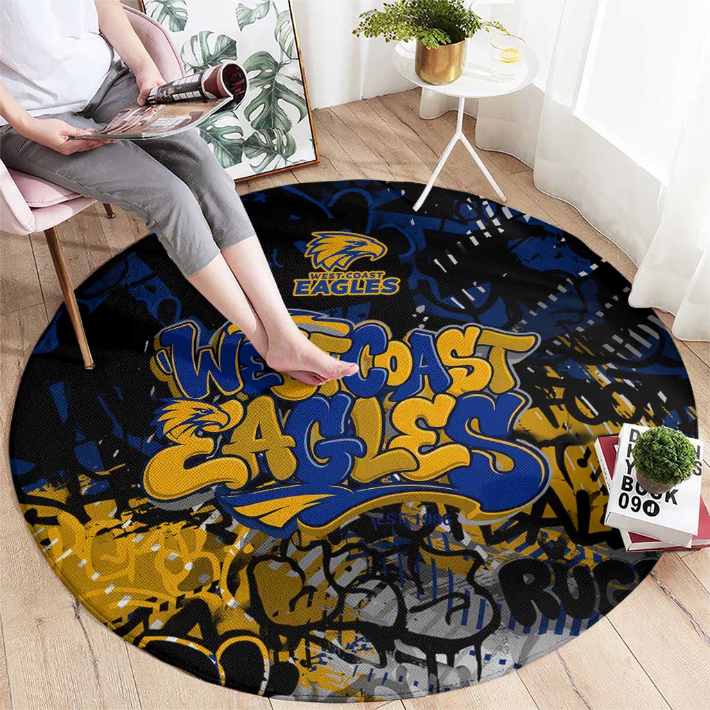 West Coast Eagles Round Carpet Urban Graffiti Street Art - Bold Abstract Spray Paint