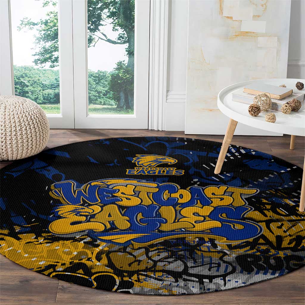 West Coast Eagles Round Carpet Urban Graffiti Street Art - Bold Abstract Spray Paint