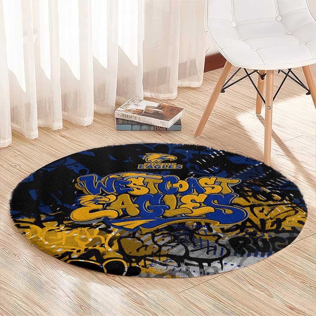 West Coast Eagles Round Carpet Urban Graffiti Street Art - Bold Abstract Spray Paint