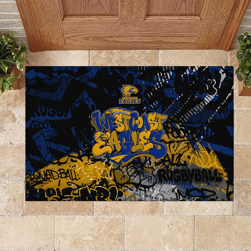 West Coast Eagles Rubber Doormat Urban Graffiti Street Art - Bold Abstract Spray Paint