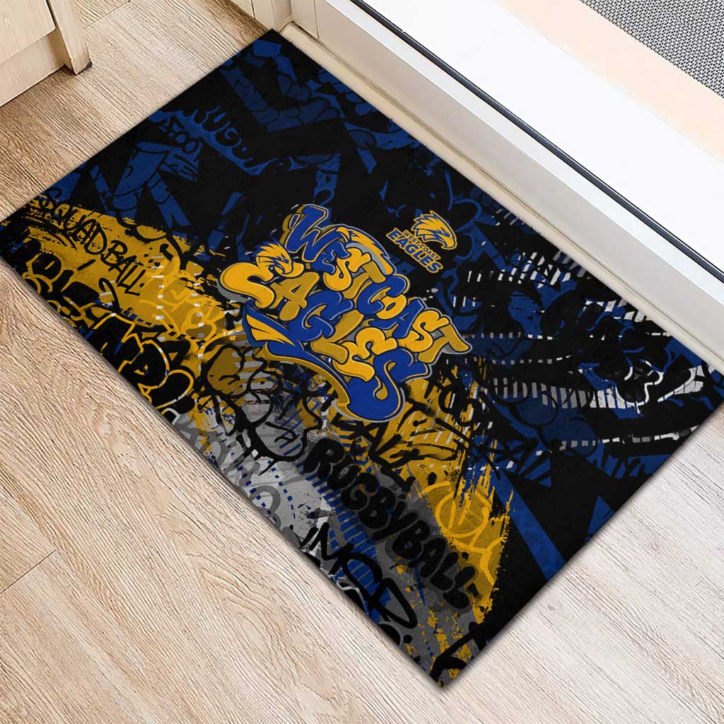 West Coast Eagles Rubber Doormat Urban Graffiti Street Art - Bold Abstract Spray Paint