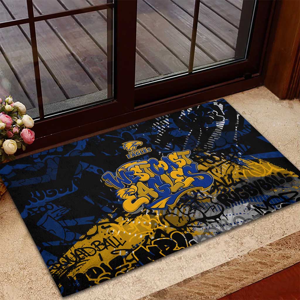 West Coast Eagles Rubber Doormat Urban Graffiti Street Art - Bold Abstract Spray Paint