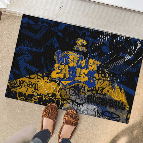 West Coast Eagles Rubber Doormat Urban Graffiti Street Art - Bold Abstract Spray Paint