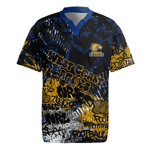 West Coast Eagles Rugby Jersey Urban Graffiti Street Art - Bold Abstract Spray Paint
