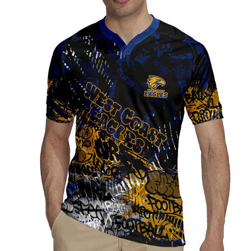 West Coast Eagles Rugby Jersey Urban Graffiti Street Art - Bold Abstract Spray Paint