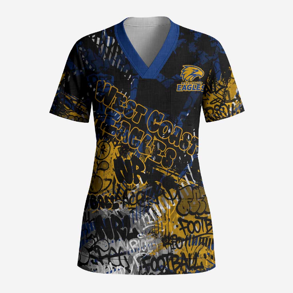 West Coast Eagles Scrub Top Urban Graffiti Street Art - Bold Abstract Spray Paint