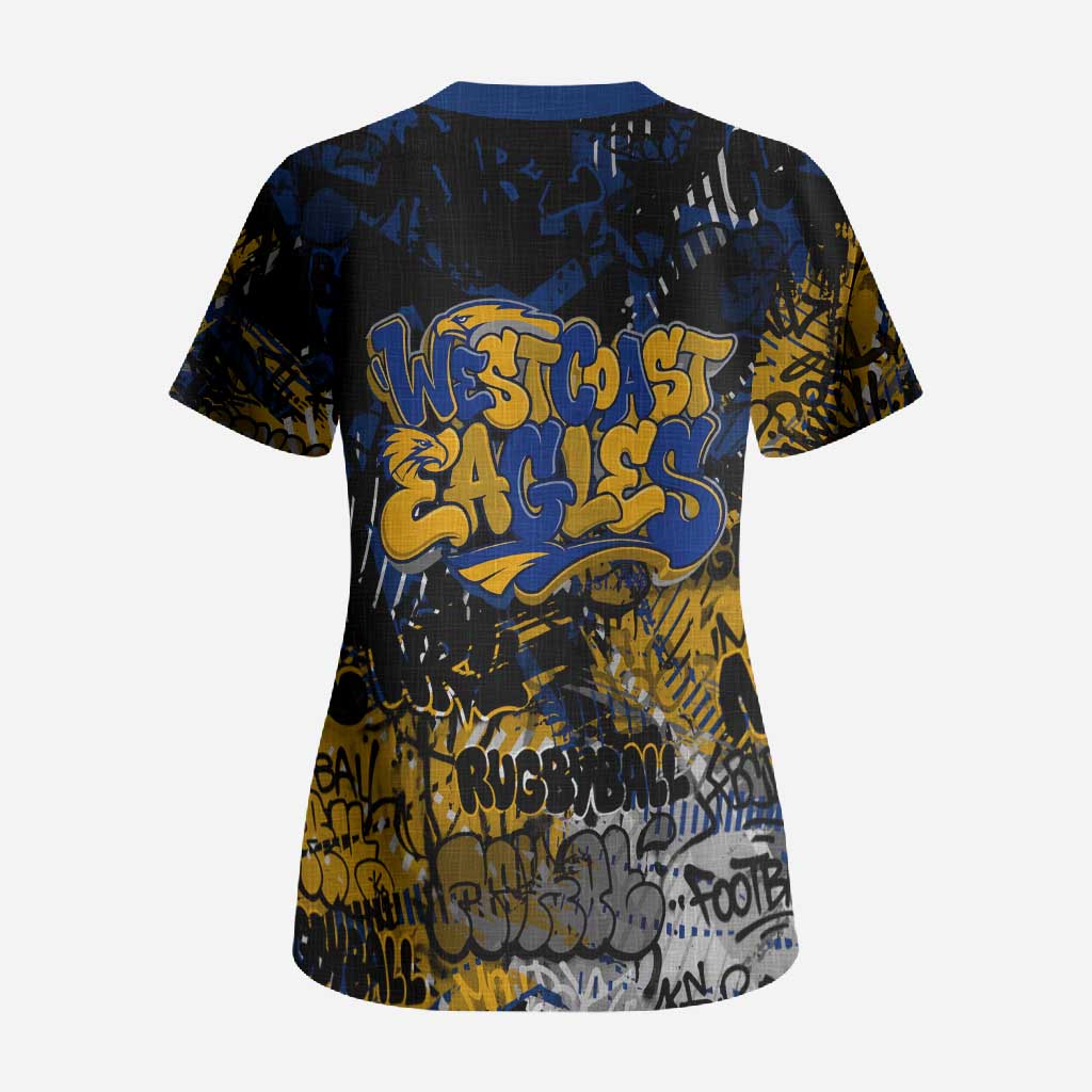 West Coast Eagles Scrub Top Urban Graffiti Street Art - Bold Abstract Spray Paint