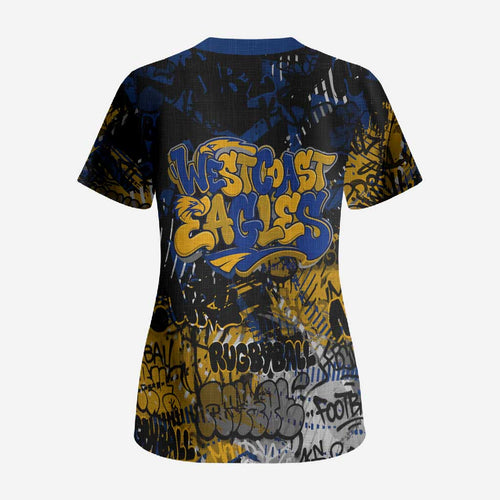 West Coast Eagles Scrub Top Urban Graffiti Street Art - Bold Abstract Spray Paint