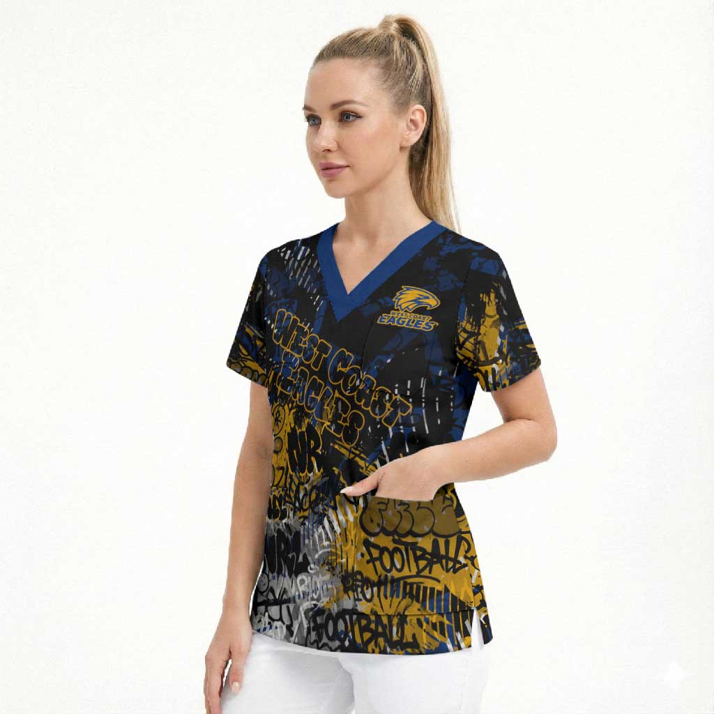 West Coast Eagles Scrub Top Urban Graffiti Street Art - Bold Abstract Spray Paint