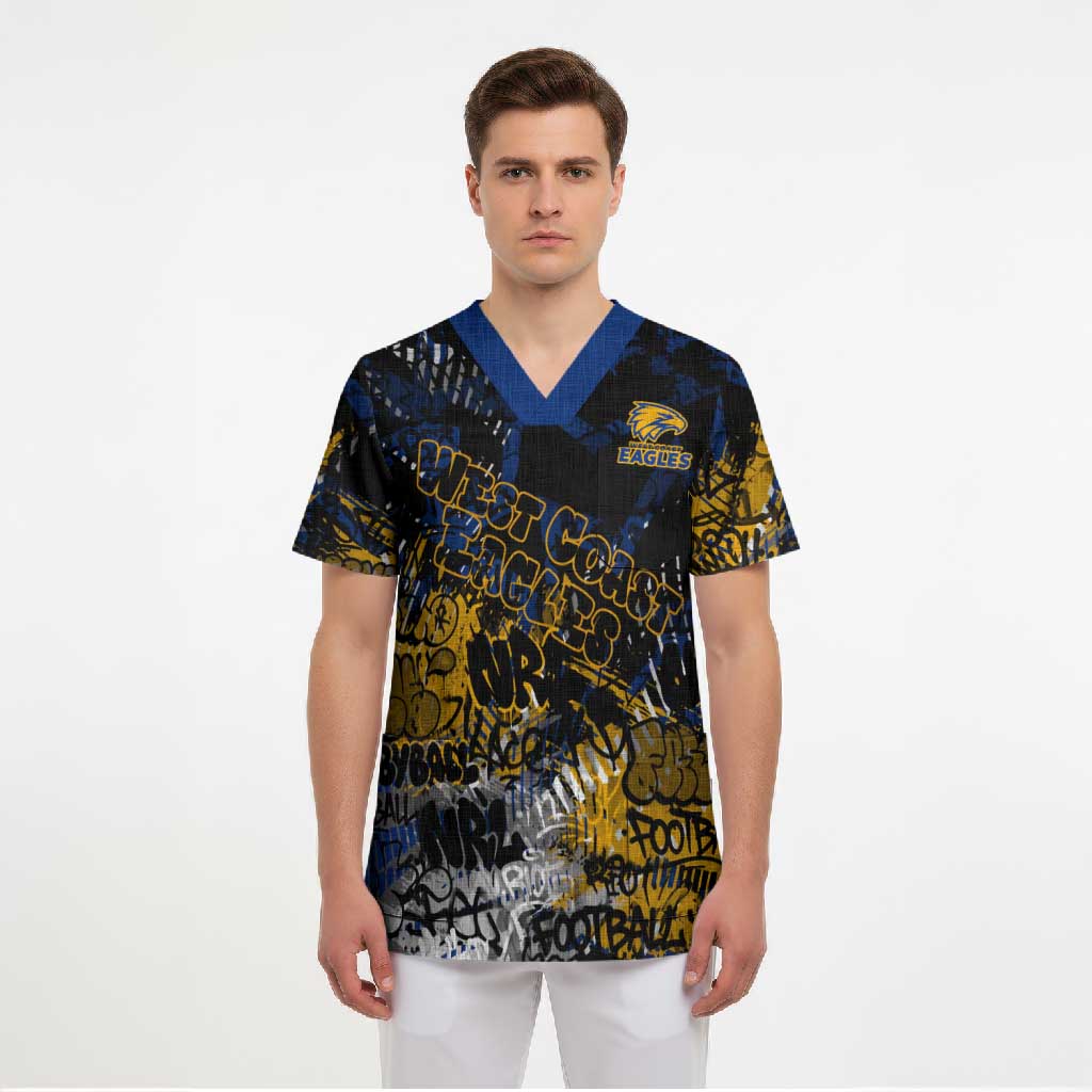 West Coast Eagles Scrub Top Urban Graffiti Street Art - Bold Abstract Spray Paint