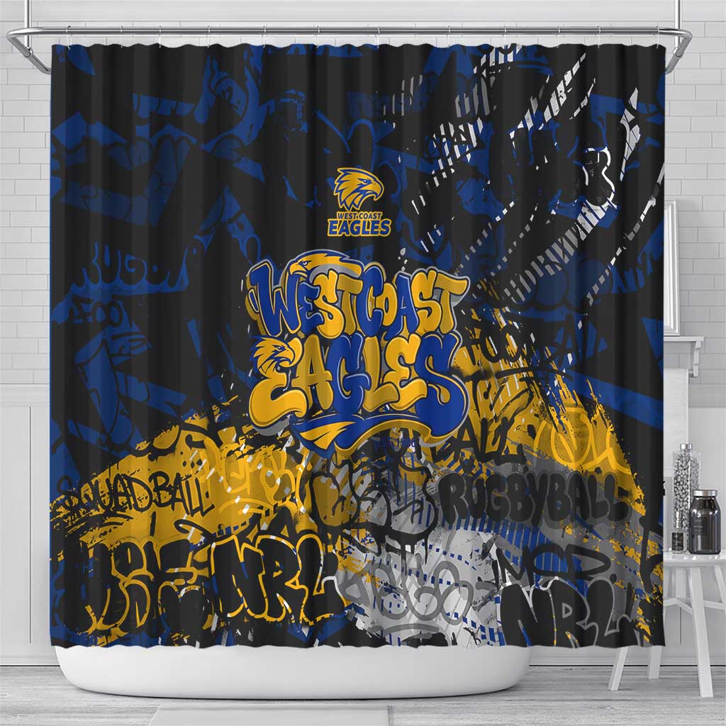 West Coast Eagles Shower Curtain Urban Graffiti Street Art - Bold Abstract Spray Paint