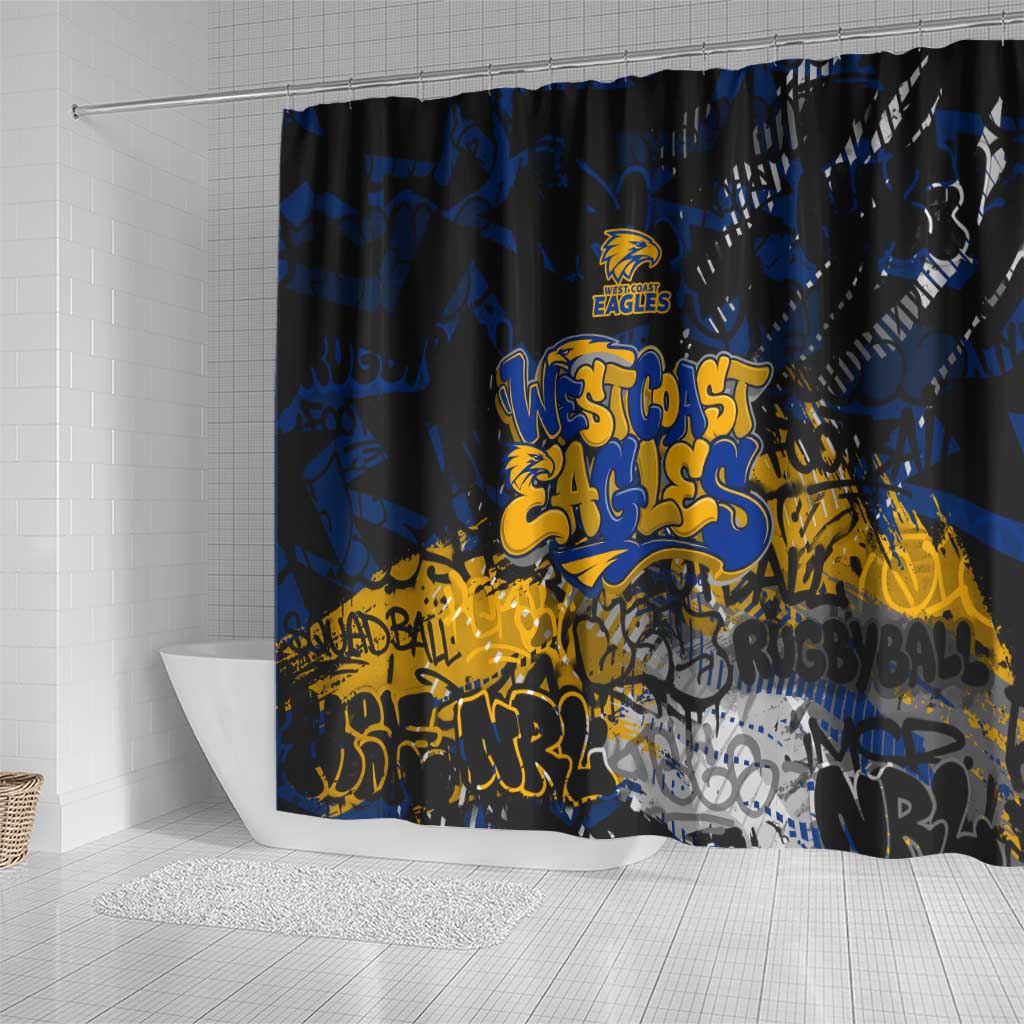 West Coast Eagles Shower Curtain Urban Graffiti Street Art - Bold Abstract Spray Paint