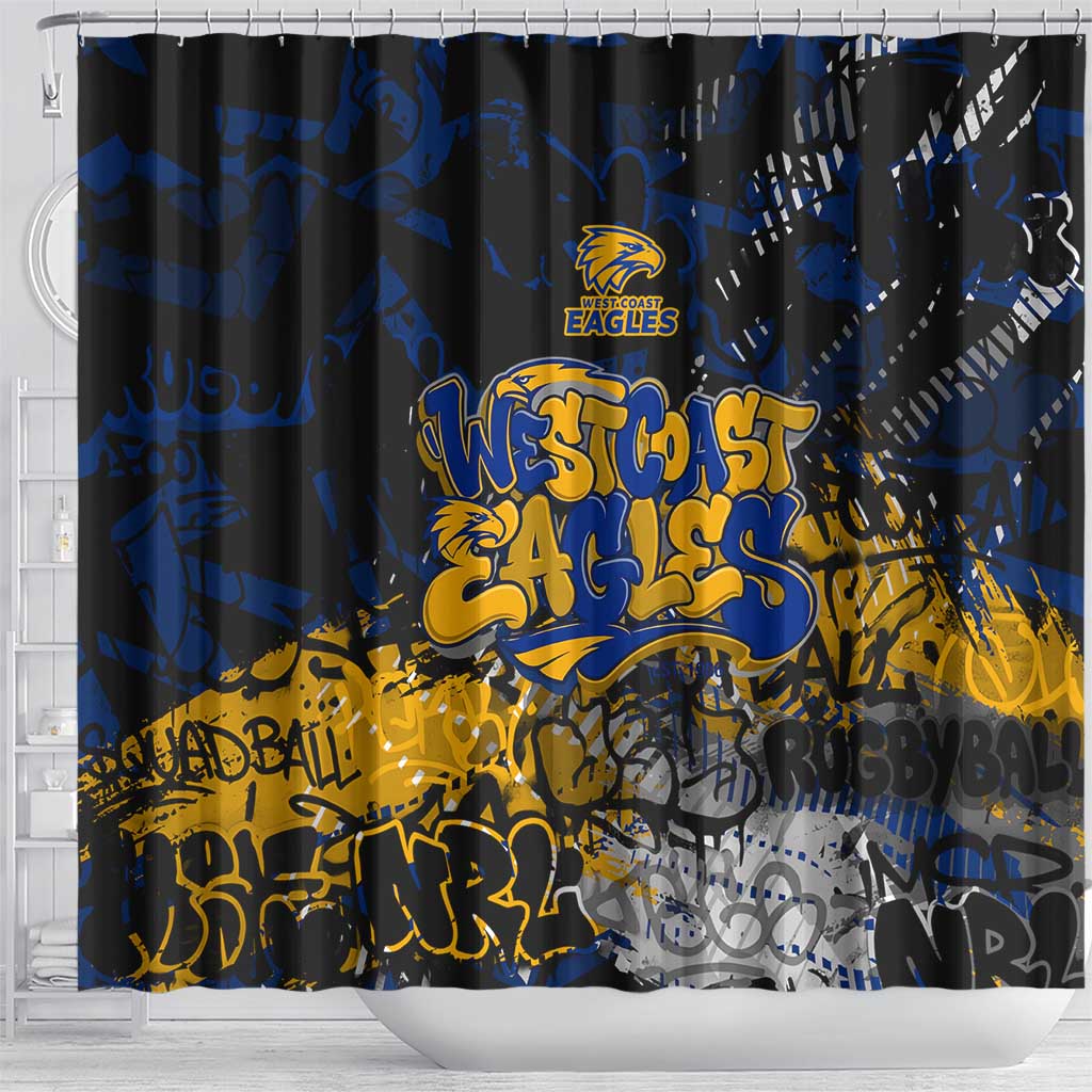 West Coast Eagles Shower Curtain Urban Graffiti Street Art - Bold Abstract Spray Paint