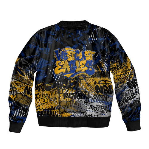 West Coast Eagles Sleeve Zip Bomber Jacket Urban Graffiti Street Art - Bold Abstract Spray Paint