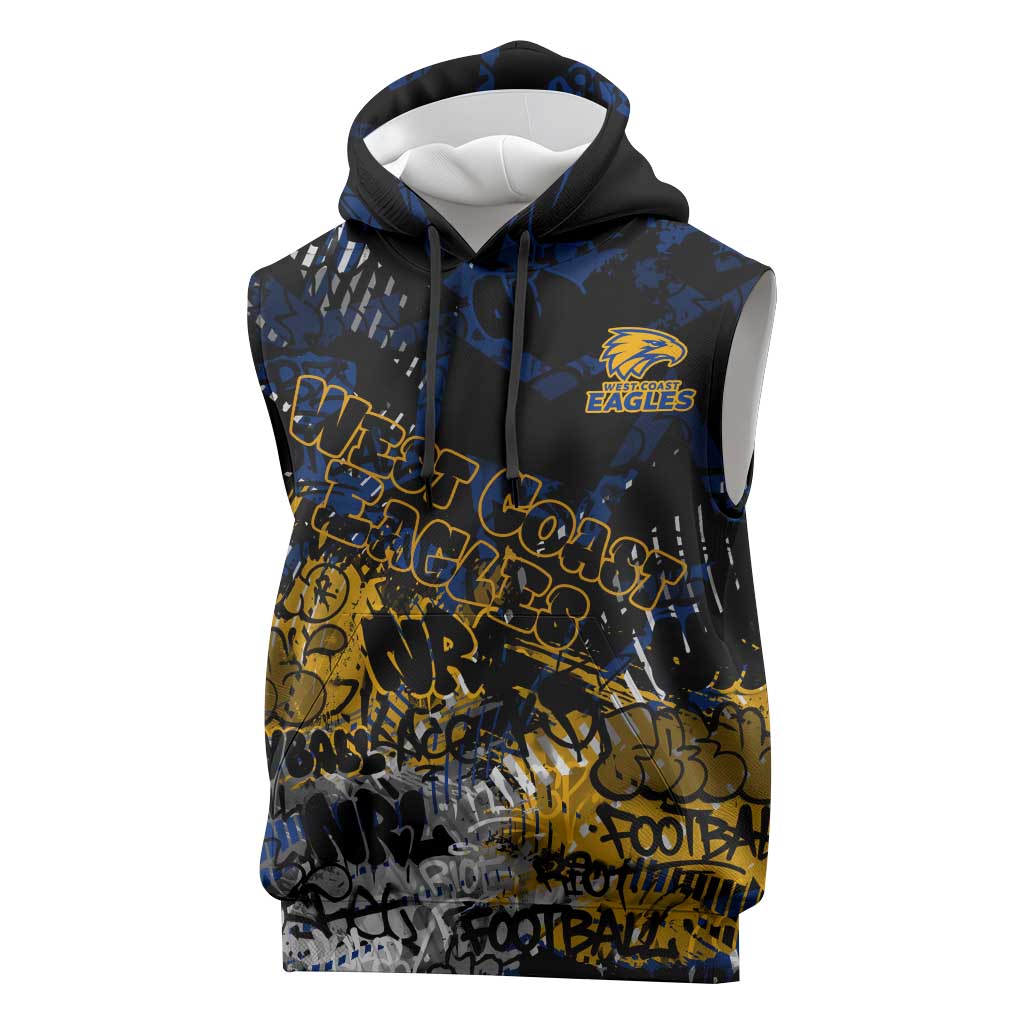 West Coast Eagles Sleeveless Hoodie Urban Graffiti Street Art - Bold Abstract Spray Paint