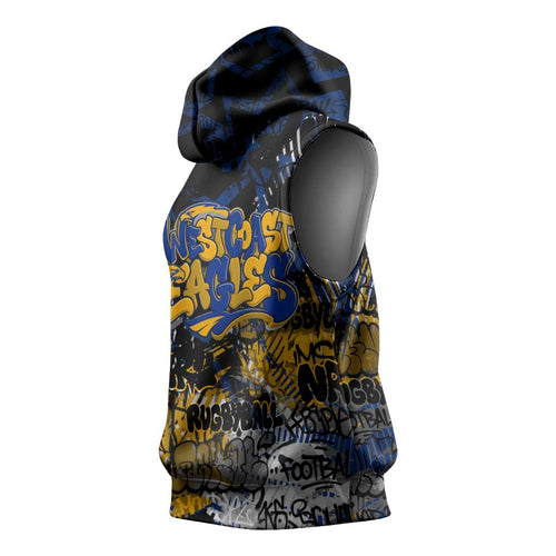 West Coast Eagles Sleeveless Hoodie Urban Graffiti Street Art - Bold Abstract Spray Paint