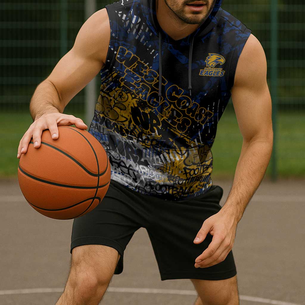 West Coast Eagles Sleeveless Hoodie Urban Graffiti Street Art - Bold Abstract Spray Paint