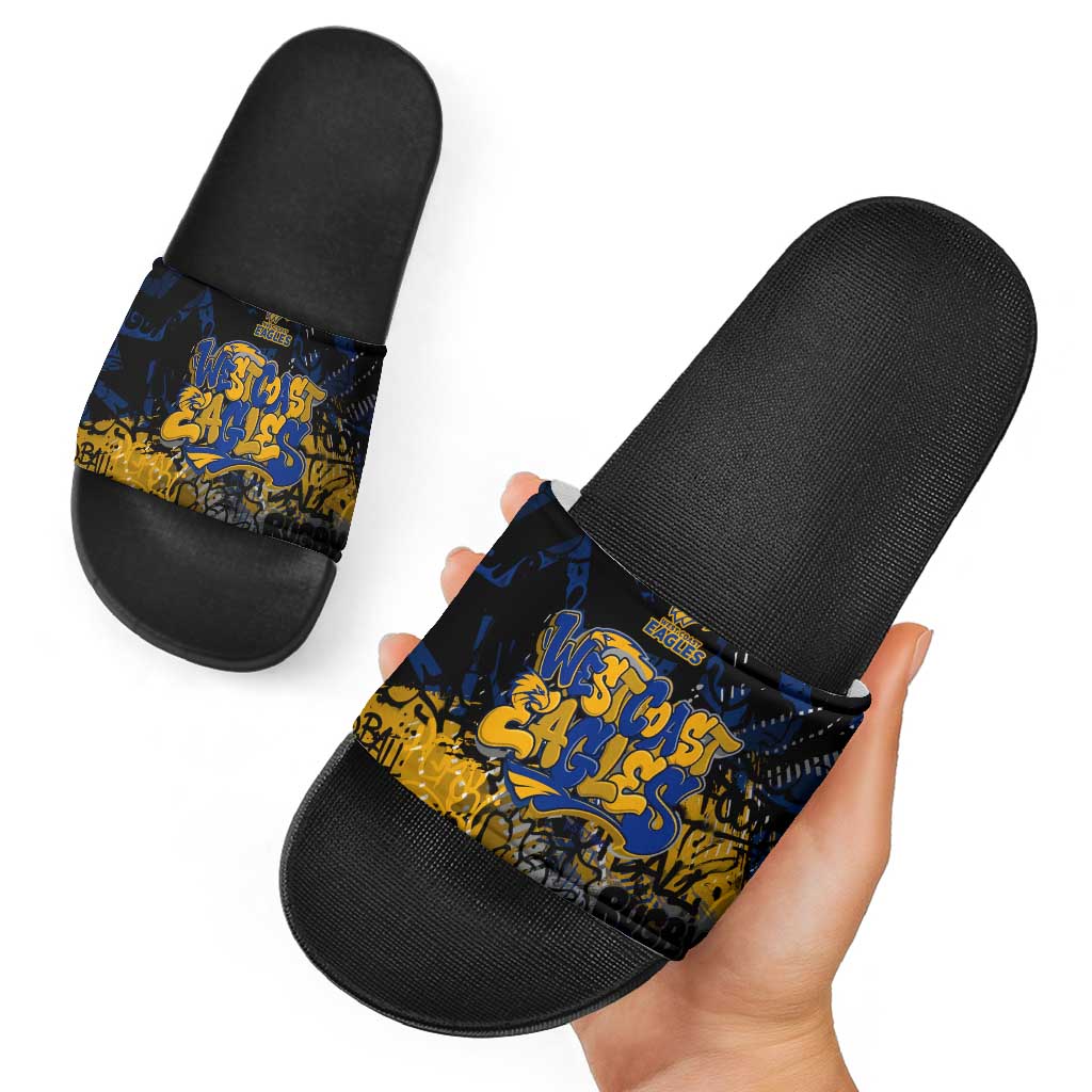 West Coast Eagles Slide Sandals Urban Graffiti Street Art - Bold Abstract Spray Paint
