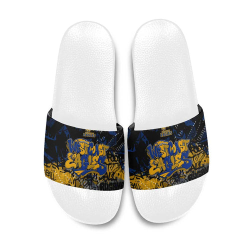 West Coast Eagles Slide Sandals Urban Graffiti Street Art - Bold Abstract Spray Paint