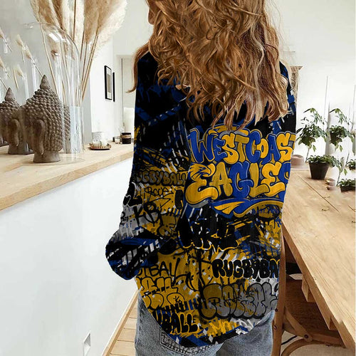 West Coast Eagles Women Casual Shirt Urban Graffiti Street Art - Bold Abstract Spray Paint