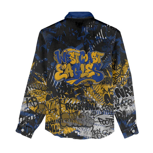 West Coast Eagles Women Casual Shirt Urban Graffiti Street Art - Bold Abstract Spray Paint