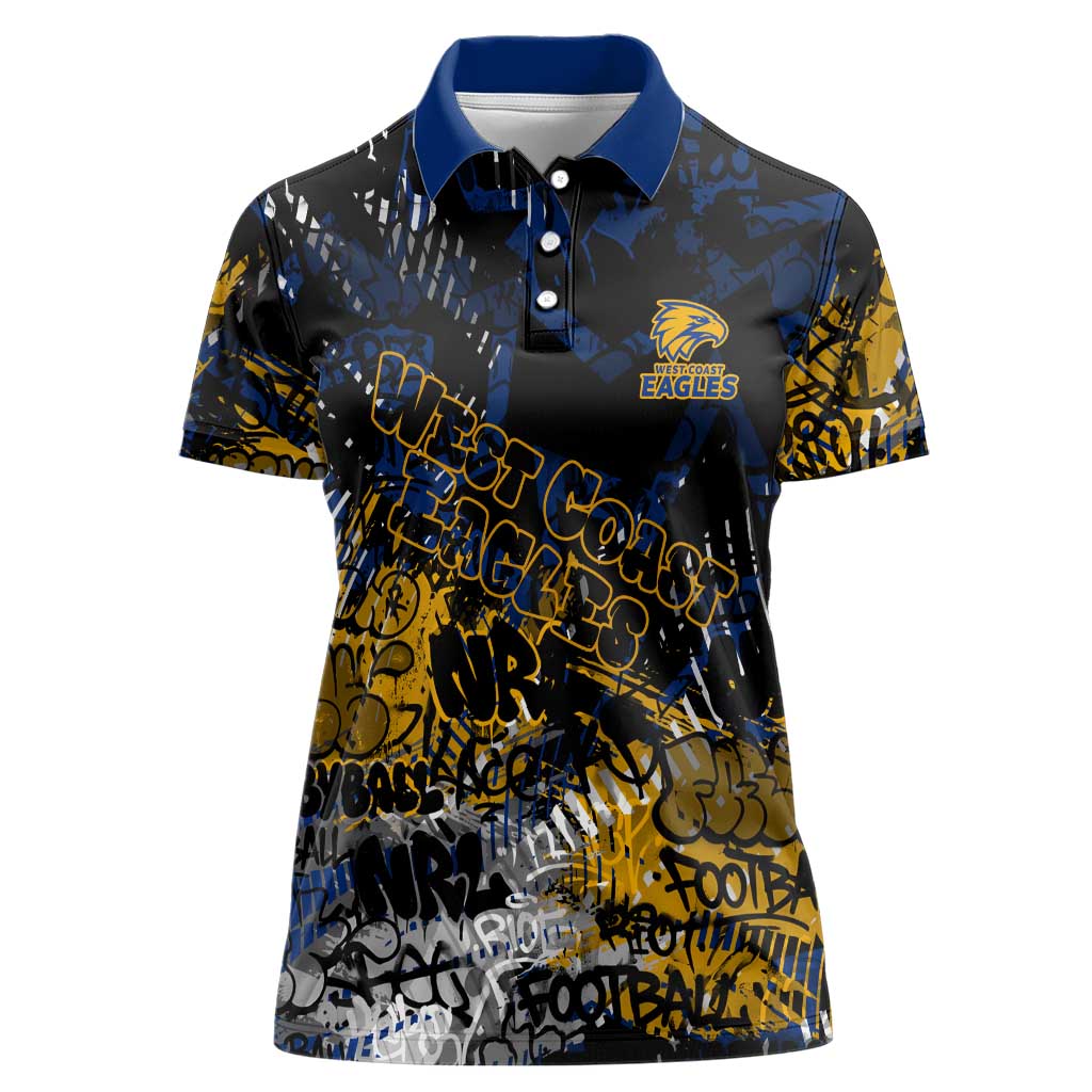 West Coast Eagles Women Polo Shirt Urban Graffiti Street Art - Bold Abstract Spray Paint