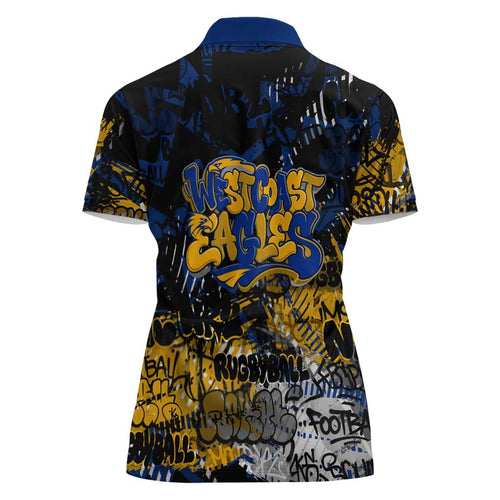 West Coast Eagles Women Polo Shirt Urban Graffiti Street Art - Bold Abstract Spray Paint