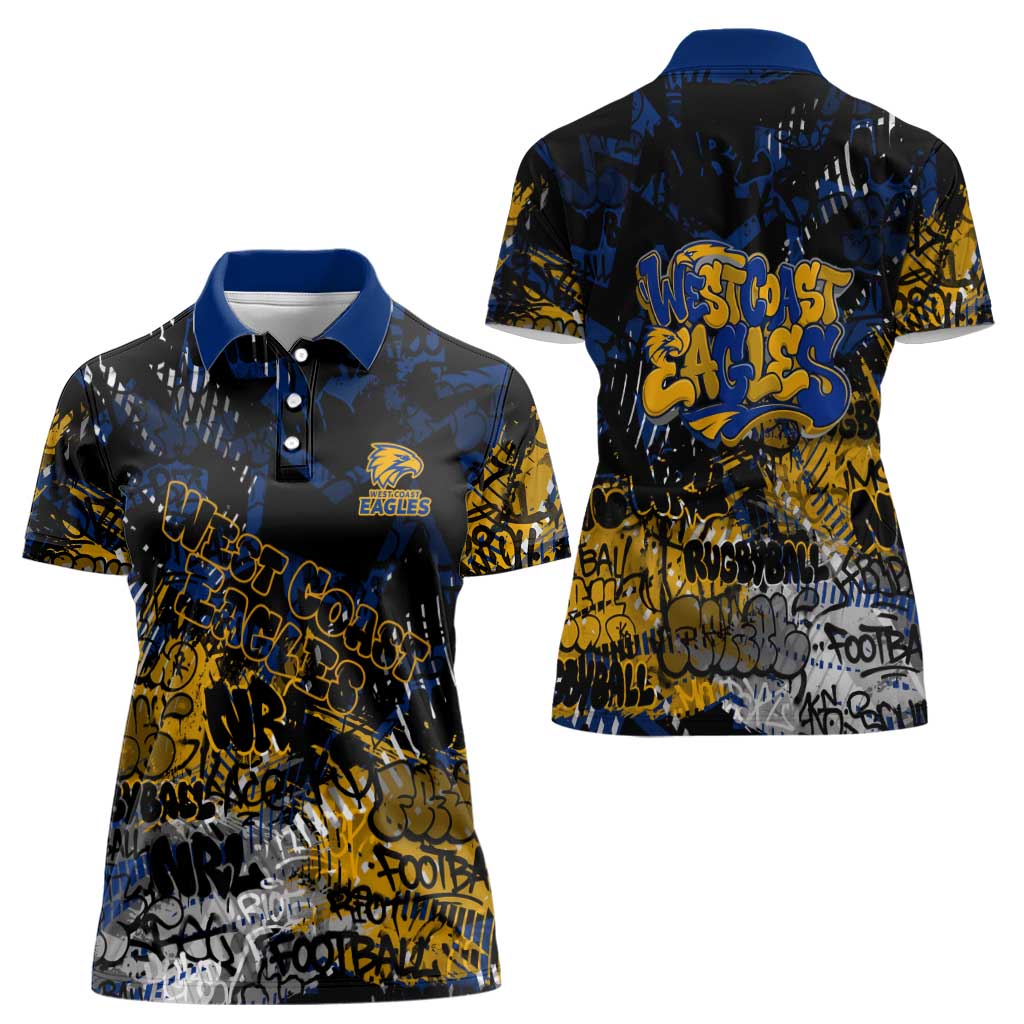 West Coast Eagles Women Polo Shirt Urban Graffiti Street Art - Bold Abstract Spray Paint