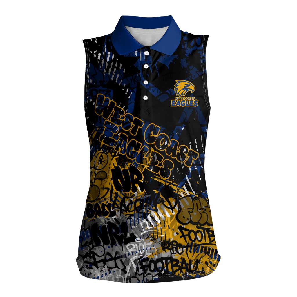 West Coast Eagles Women Sleeveless Polo Shirt Urban Graffiti Street Art - Bold Abstract Spray Paint