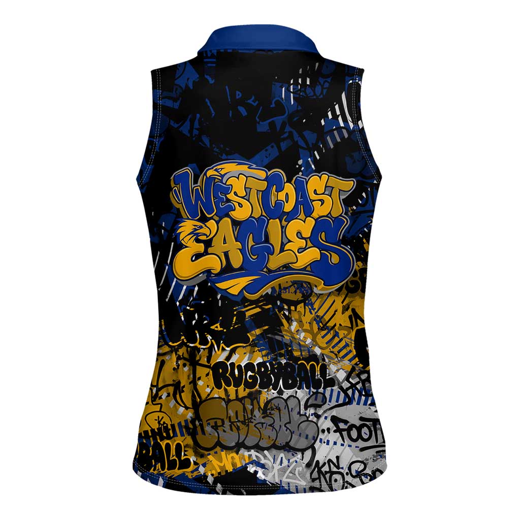 West Coast Eagles Women Sleeveless Polo Shirt Urban Graffiti Street Art - Bold Abstract Spray Paint