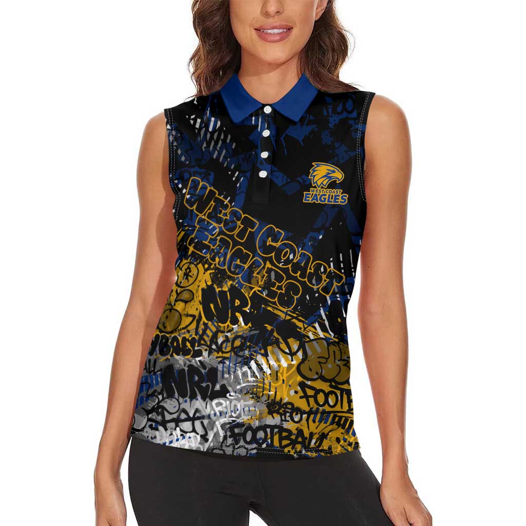 West Coast Eagles Women Sleeveless Polo Shirt Urban Graffiti Street Art - Bold Abstract Spray Paint