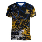 West Coast Eagles Women V-Neck T-Shirt Urban Graffiti Street Art - Bold Abstract Spray Paint