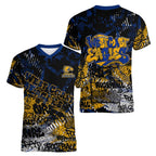 West Coast Eagles Women V-Neck T-Shirt Urban Graffiti Street Art - Bold Abstract Spray Paint