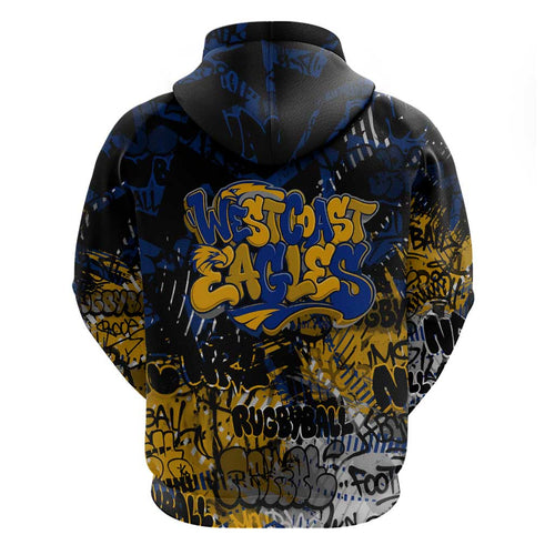 West Coast Eagles Zip Hoodie Urban Graffiti Street Art - Bold Abstract Spray Paint