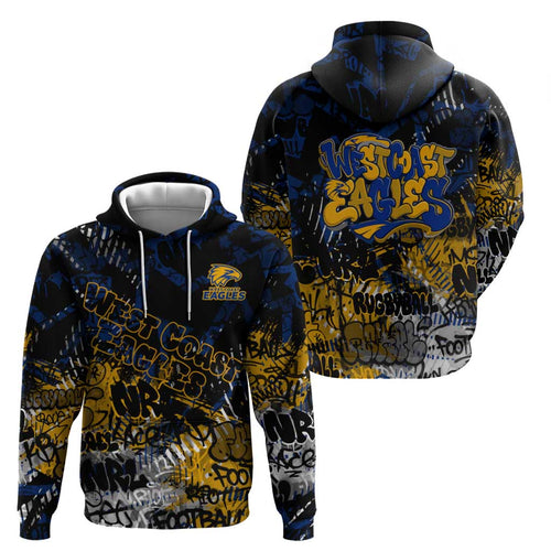 West Coast Eagles Zip Hoodie Urban Graffiti Street Art - Bold Abstract Spray Paint