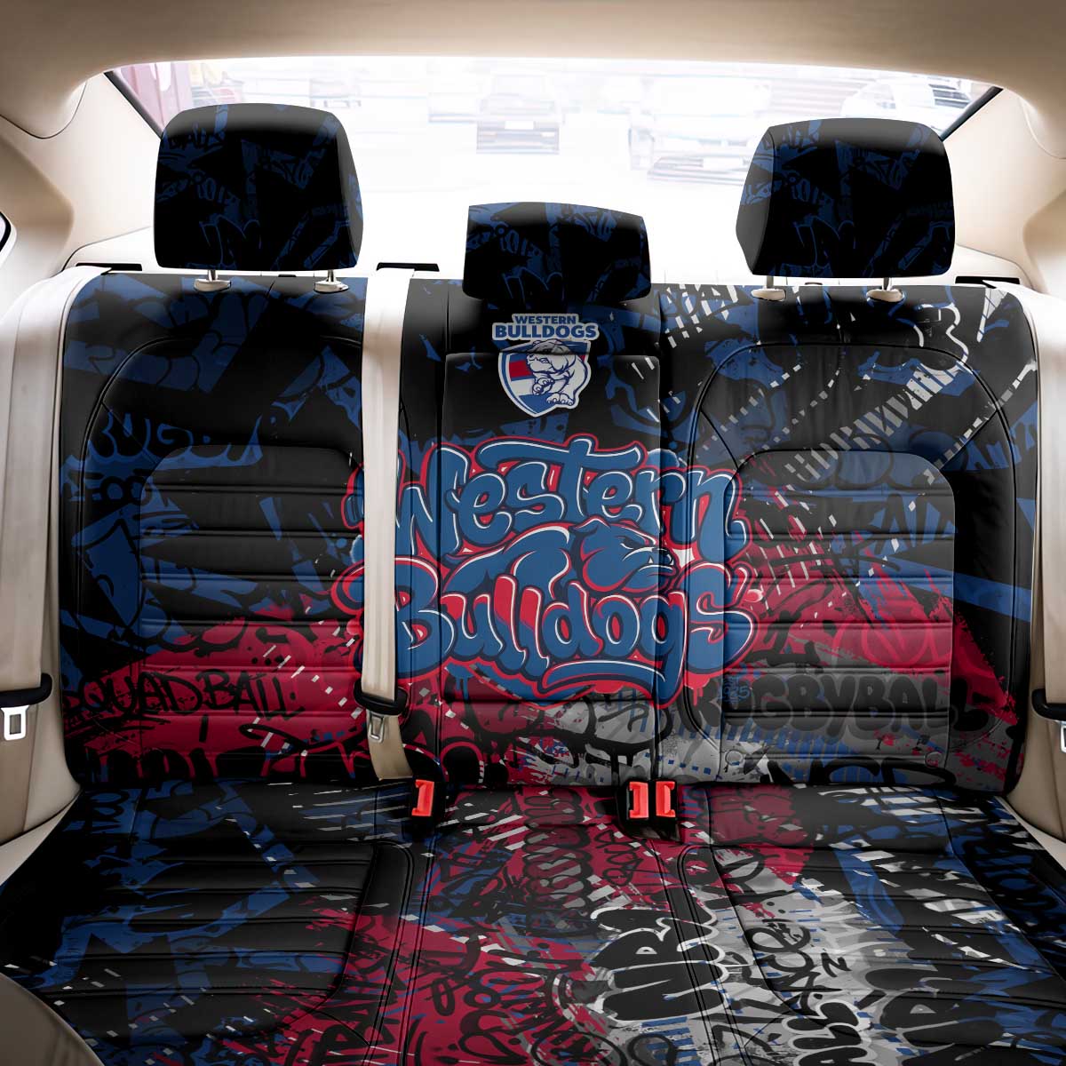 Western Bulldogs Back Car Seat Cover Urban Graffiti Street Art - Bold Abstract Spray Paint